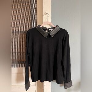 Sioni Black Top with Leather Collar